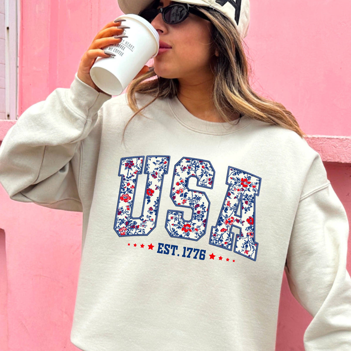 USA Floral Crewneck