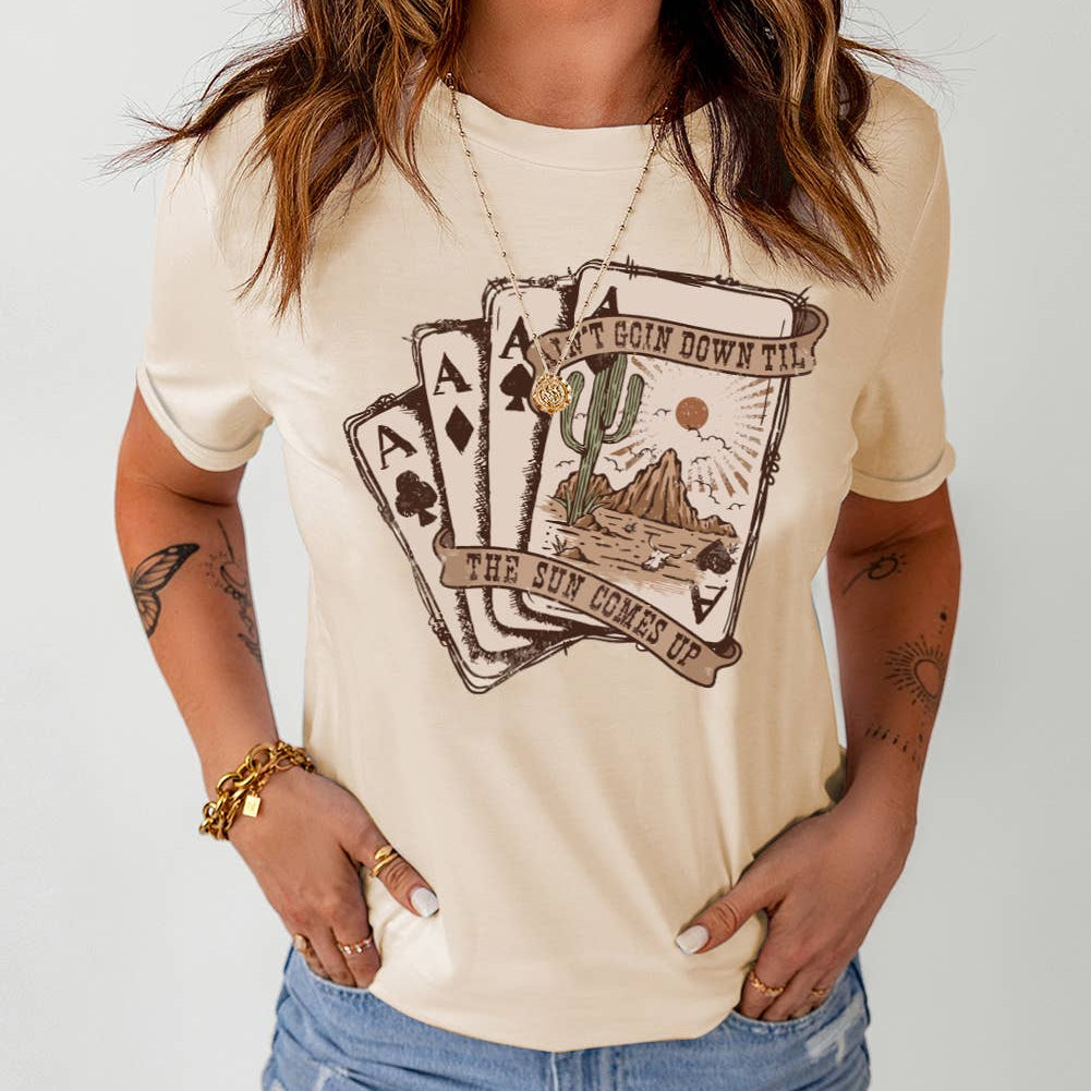 Western Poker Cards Graphic Tee
