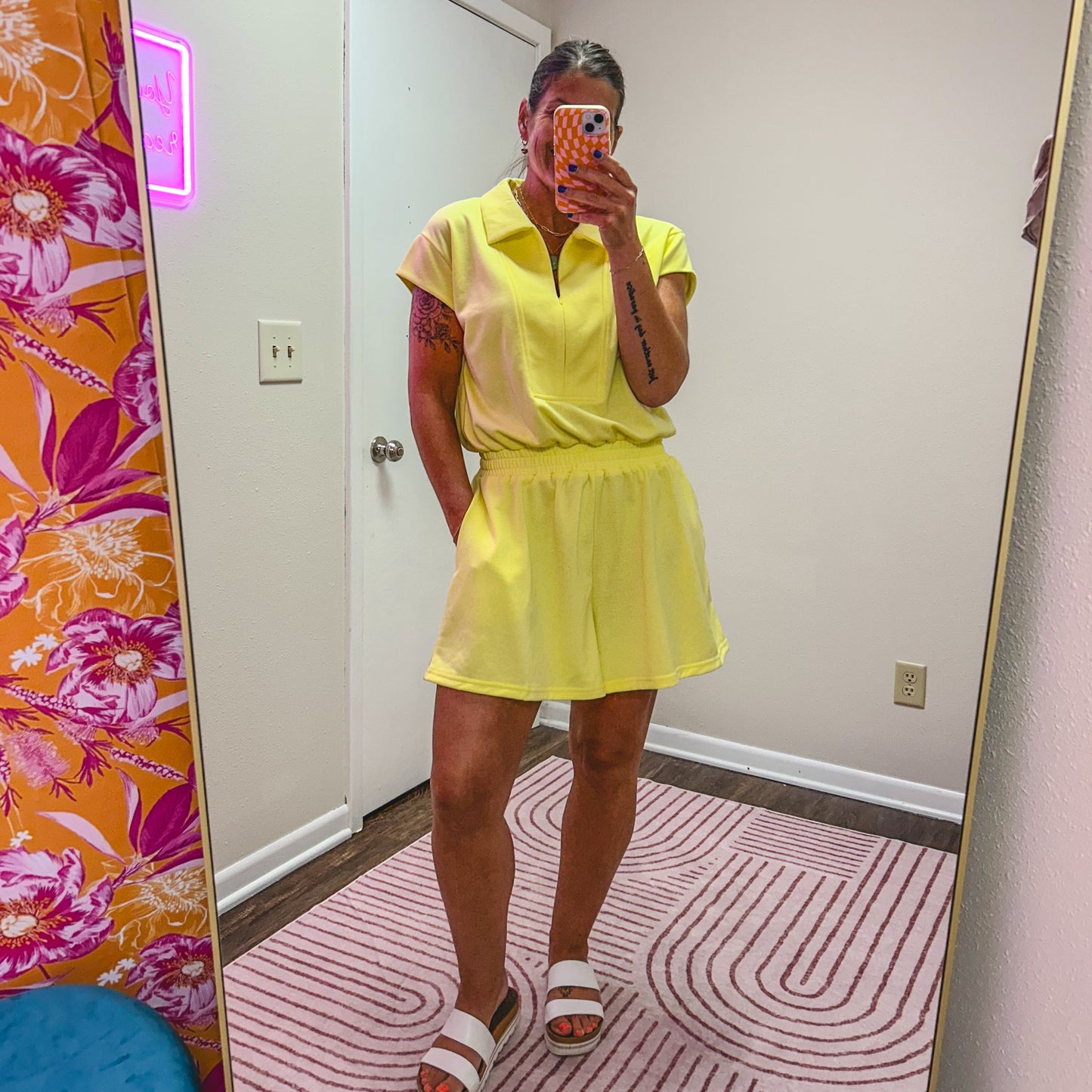 Half Zip Polo Romper