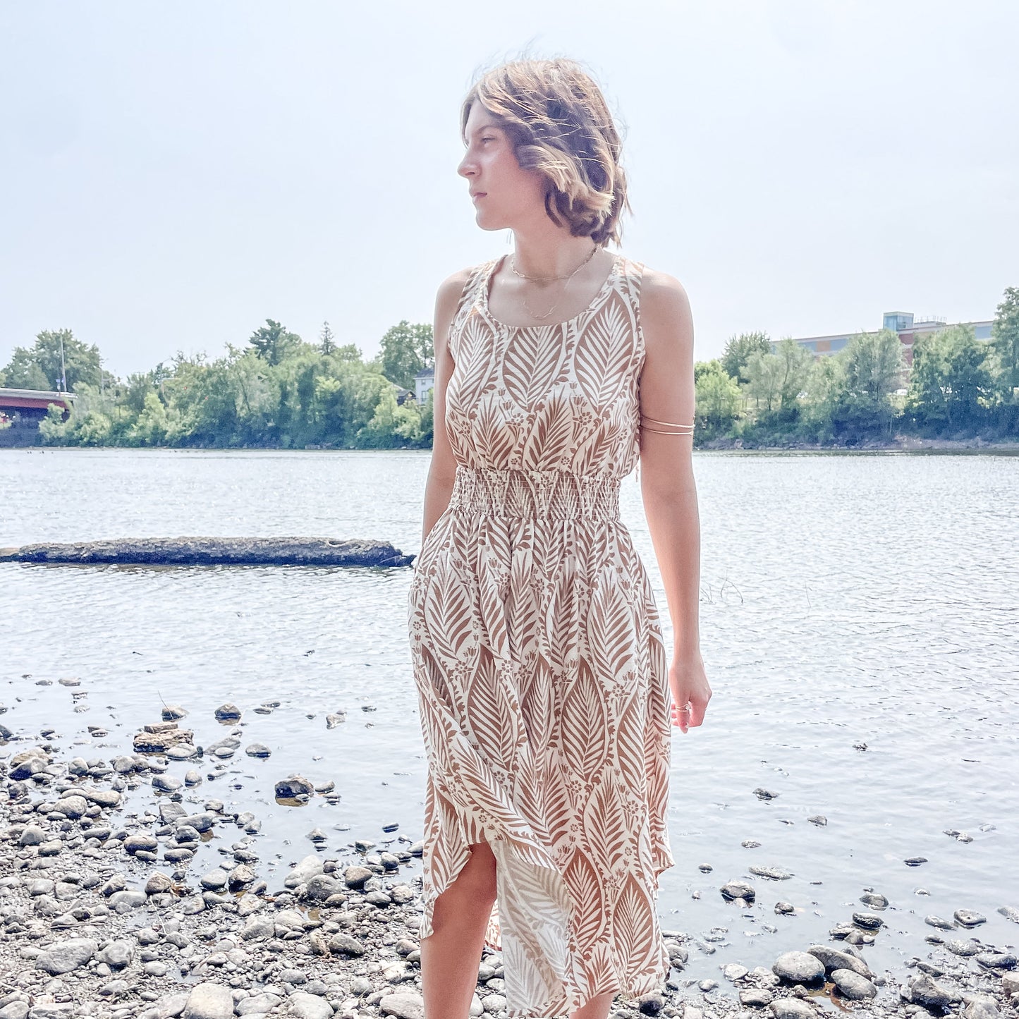 Sleeveless Smocked Waist Dress