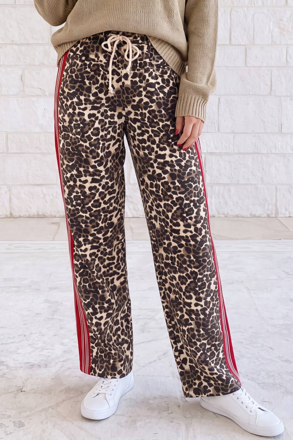Leopard Patchwork Drawstring Pants