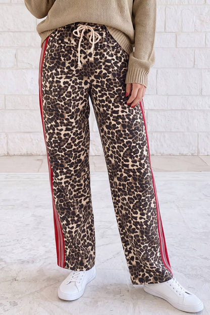 Leopard Patchwork Drawstring Pants