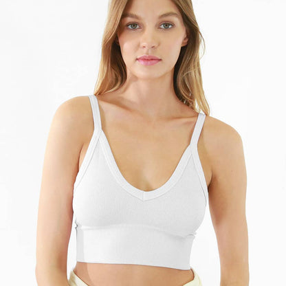 Ribbed V-Neck Bra Top