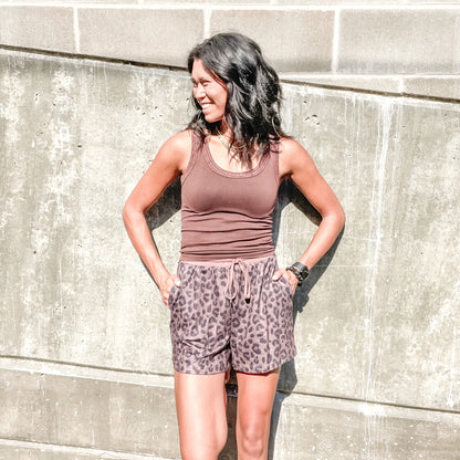Leopard Drawstring Shorts