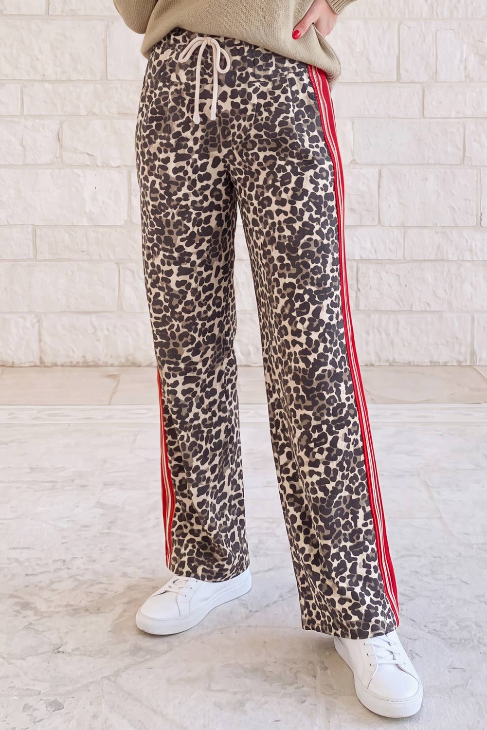 Leopard Patchwork Drawstring Pants