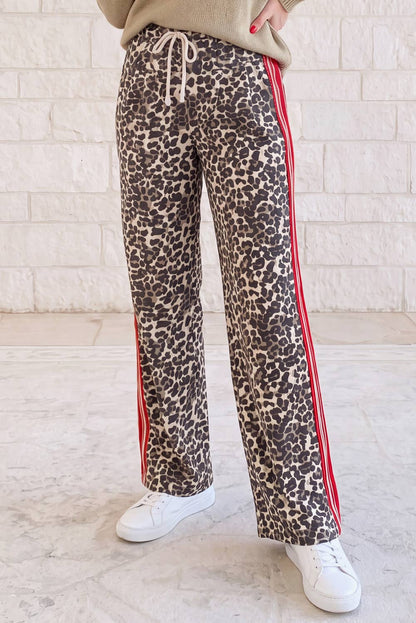 Leopard Patchwork Drawstring Pants