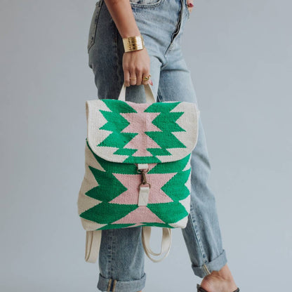 Green & Pink Aztec Backpack