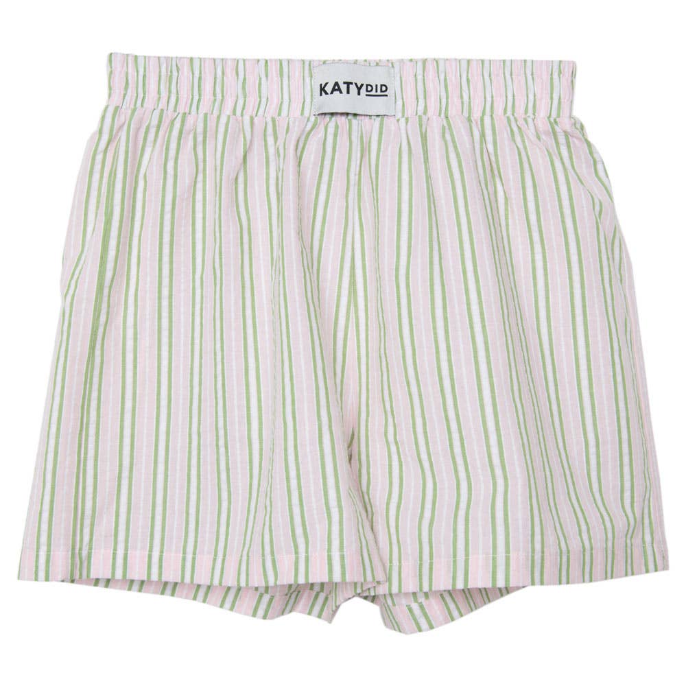 Light Pink and Green Striped Boxer Shorts