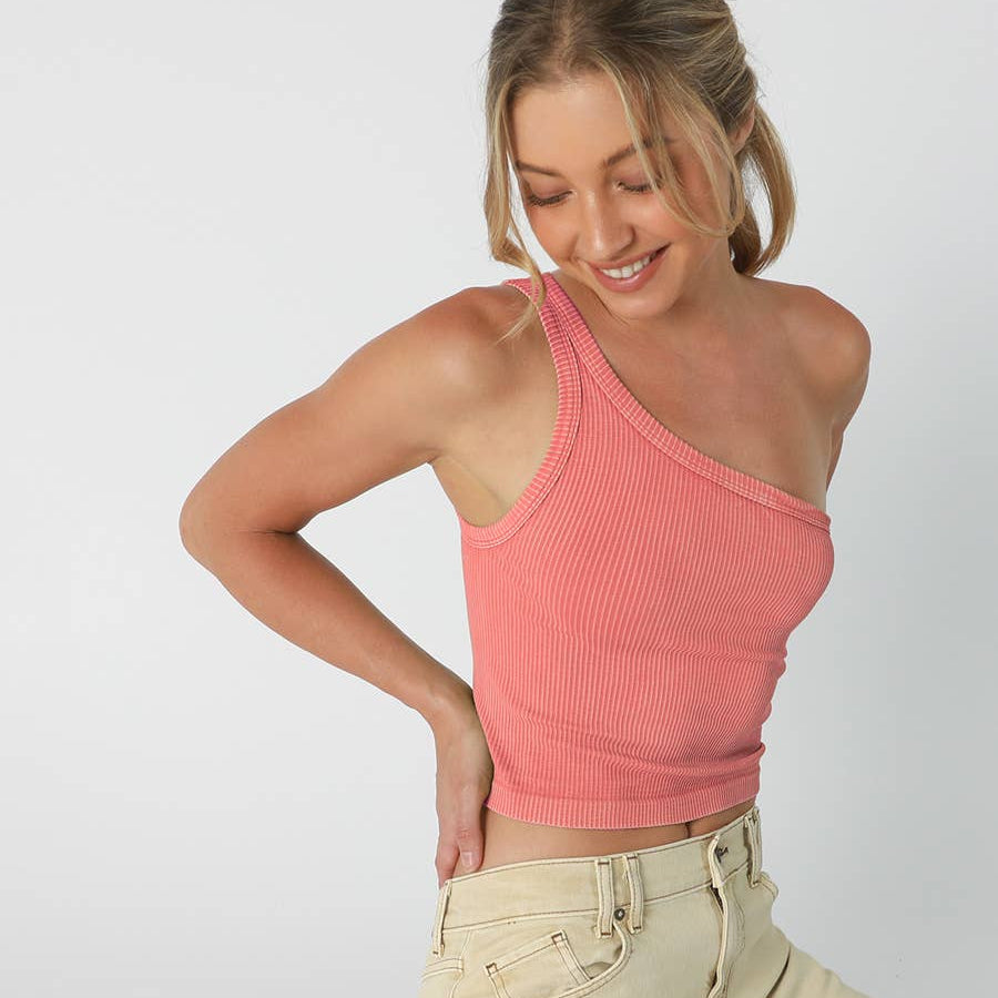 One Shoulder Crop Tank