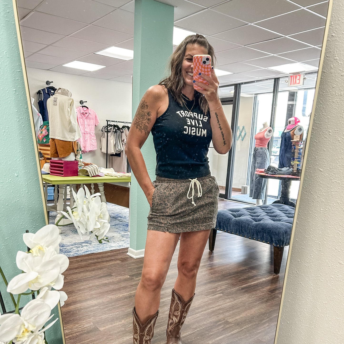 Leopard Drawstring Skort