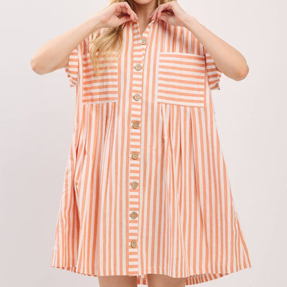 Orange Button Down Dress