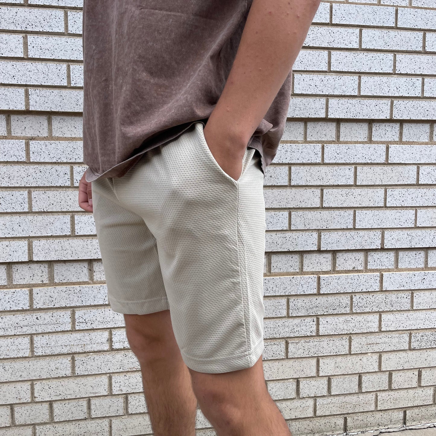 Nude Textured Shorts