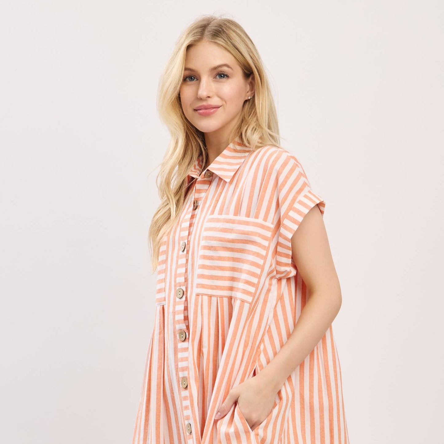 Orange Button Down Dress