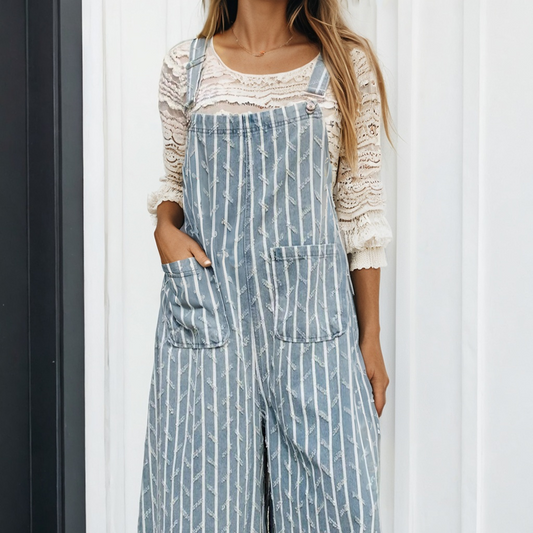 Distressed Ruffled Overall