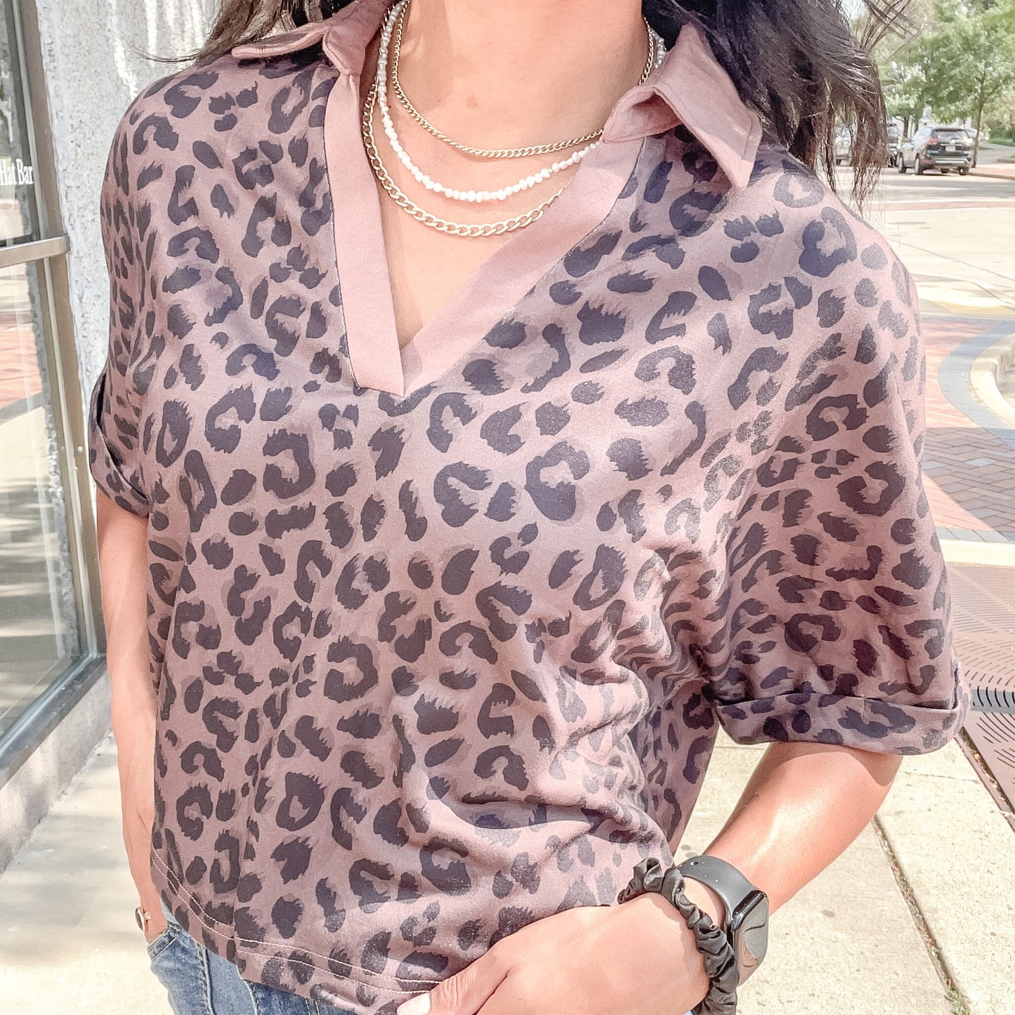 Leopard V-Neck