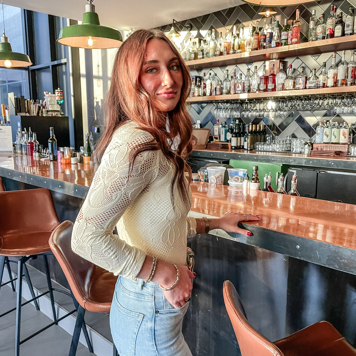 Knit Long Sleeve Mock Neck