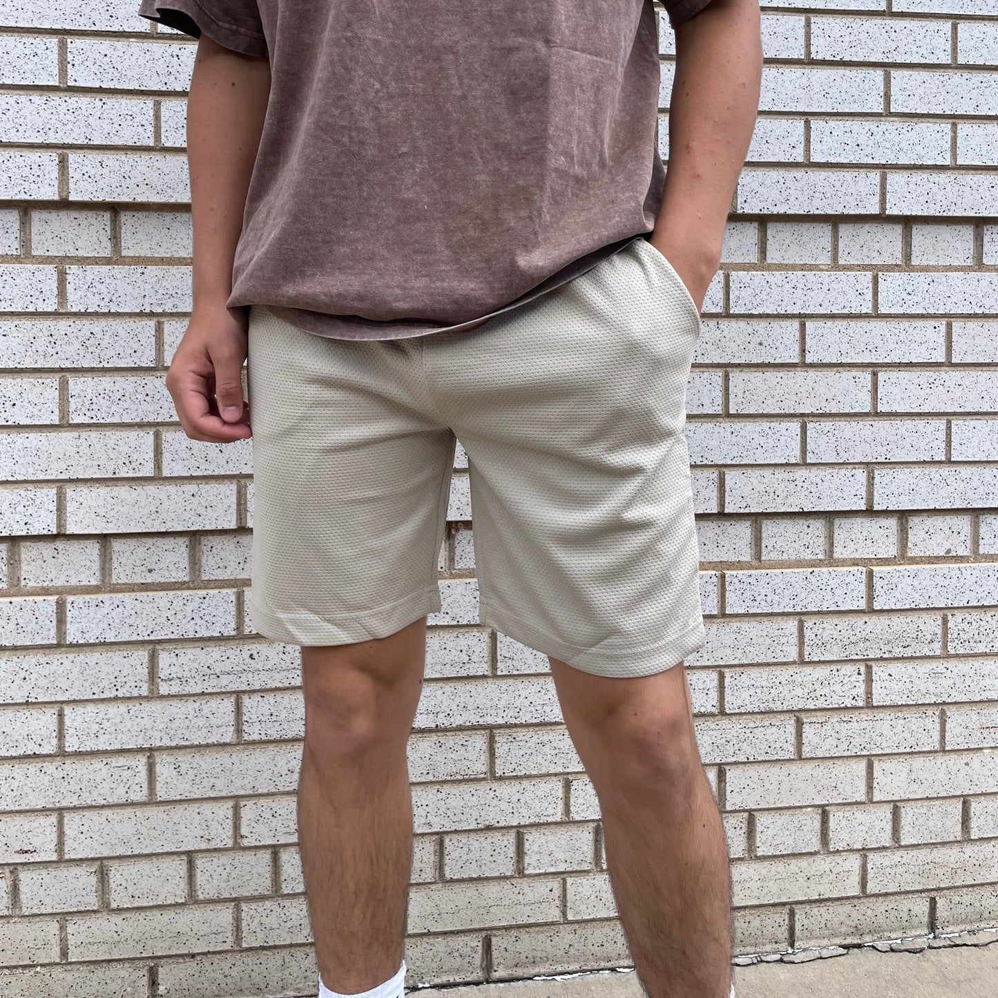Nude Textured Shorts