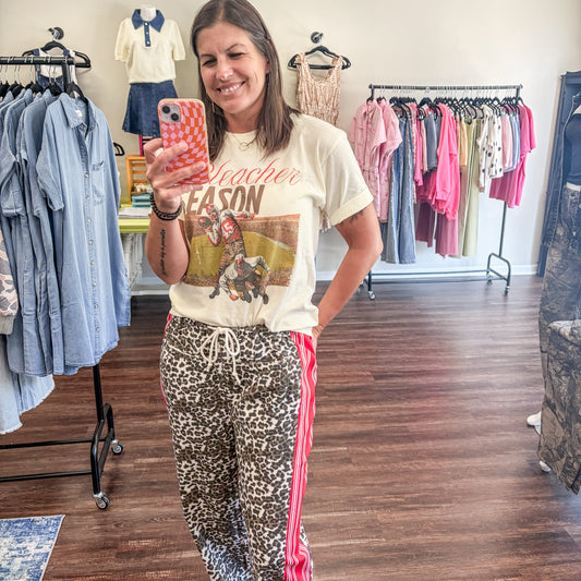 Leopard Patchwork Drawstring Pants