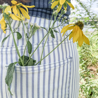 Blue Striped Barrel Pants