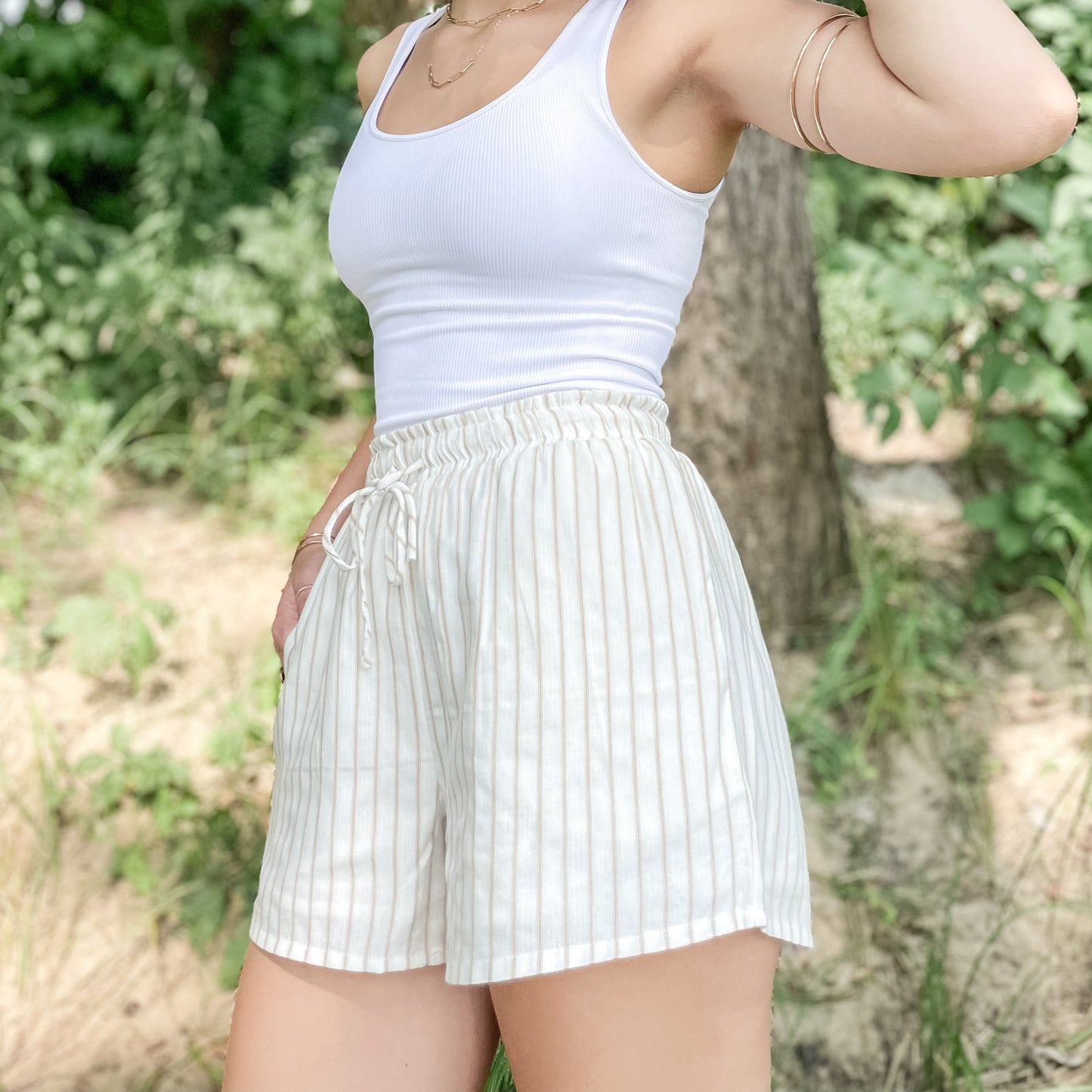 Striped Drawstring Shorts