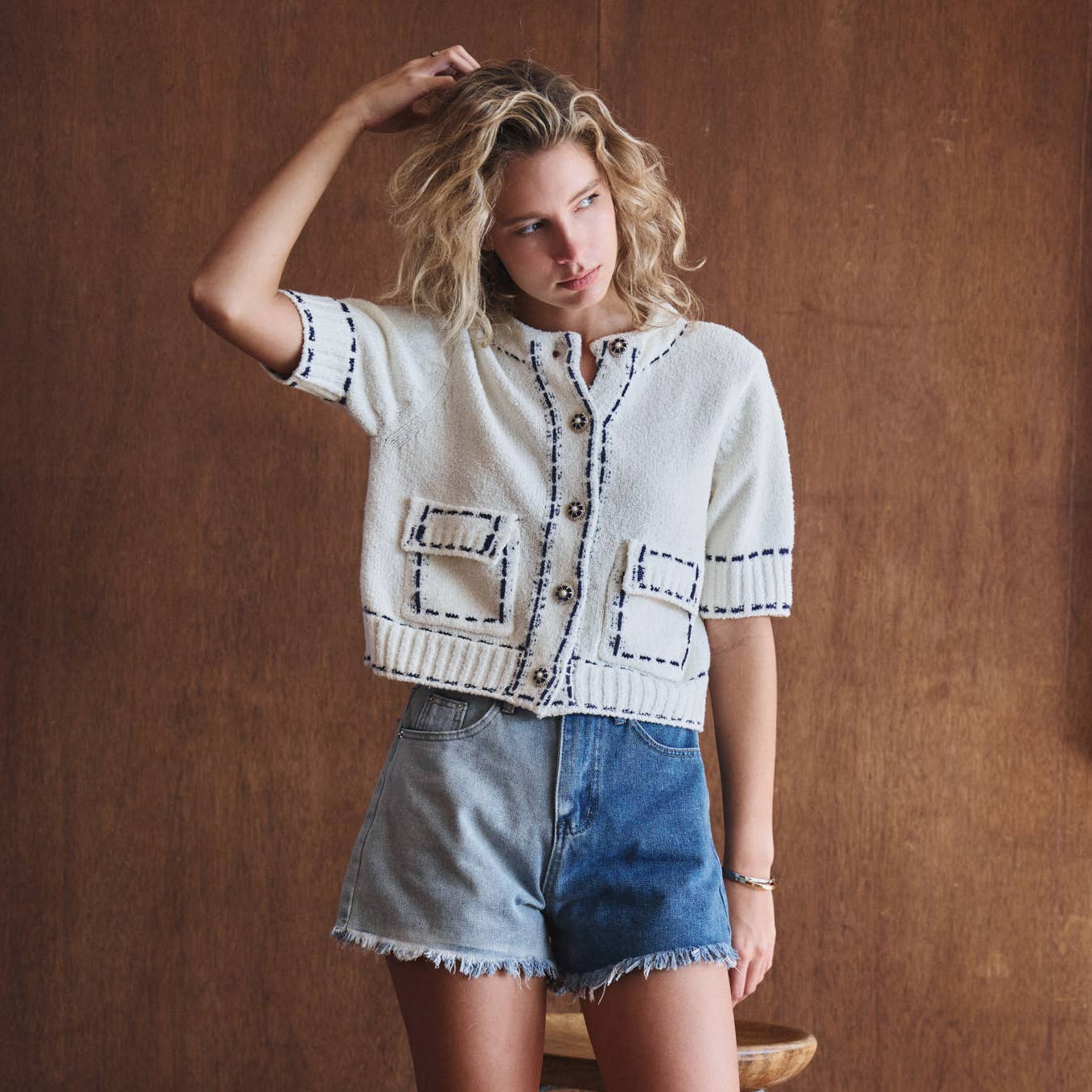 Stitch Short Sleeve Cardigan