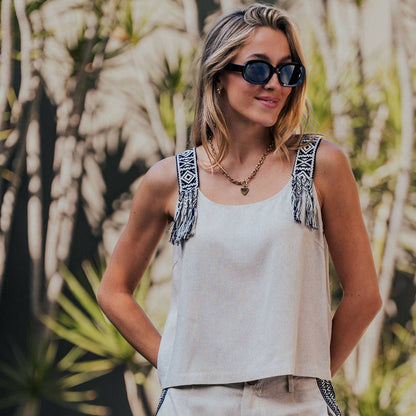 Linen Tassel Tank